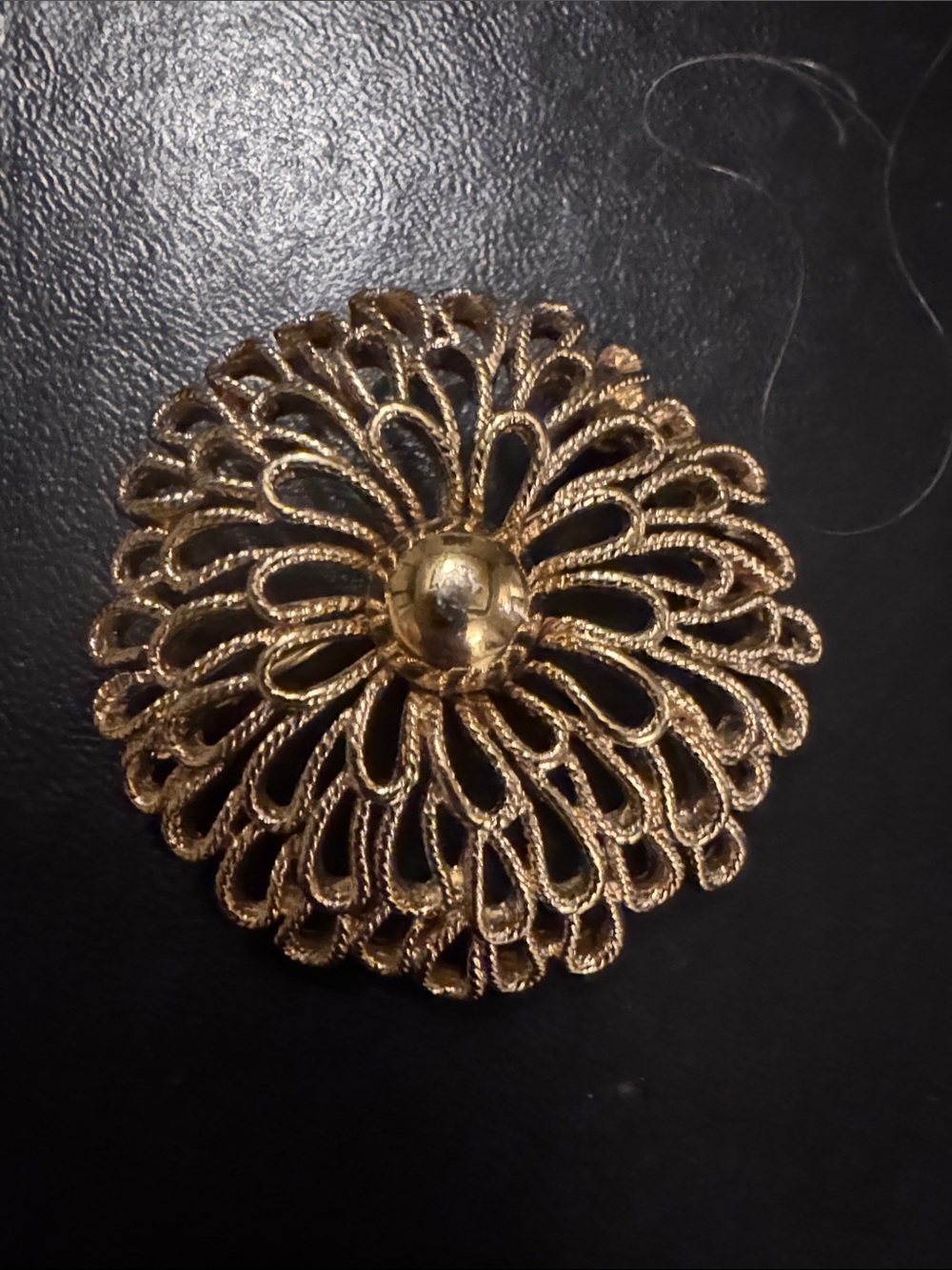 Vintage Trifari Gold Tone Wire Floral Flower Starburst Sea Urchin Pin Brooch